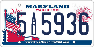MD license plate 5AD5936