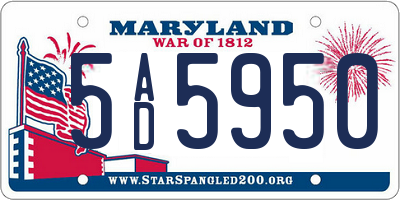MD license plate 5AD5950