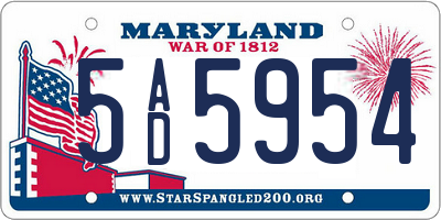 MD license plate 5AD5954