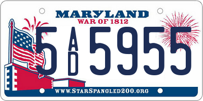 MD license plate 5AD5955