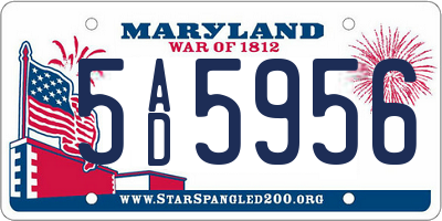 MD license plate 5AD5956
