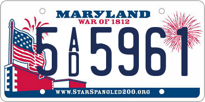 MD license plate 5AD5961