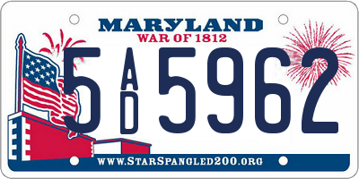 MD license plate 5AD5962