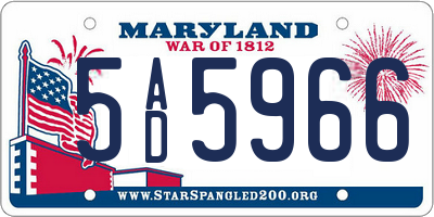 MD license plate 5AD5966