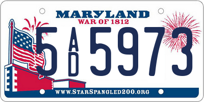 MD license plate 5AD5973
