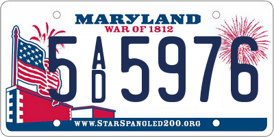 MD license plate 5AD5976