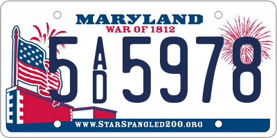 MD license plate 5AD5978