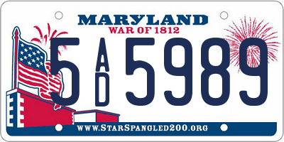 MD license plate 5AD5989