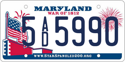 MD license plate 5AD5990