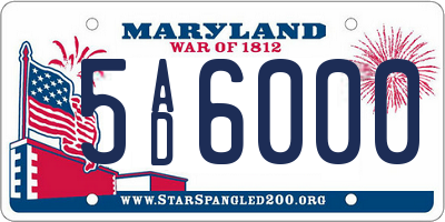 MD license plate 5AD6000