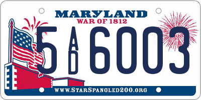 MD license plate 5AD6003