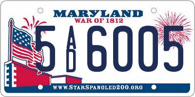 MD license plate 5AD6005