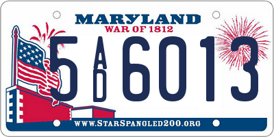 MD license plate 5AD6013