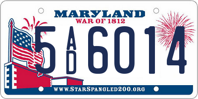 MD license plate 5AD6014