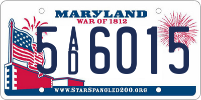 MD license plate 5AD6015