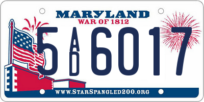 MD license plate 5AD6017