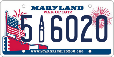 MD license plate 5AD6020