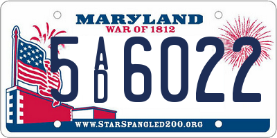MD license plate 5AD6022