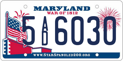 MD license plate 5AD6030