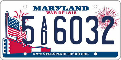 MD license plate 5AD6032