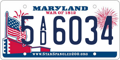 MD license plate 5AD6034