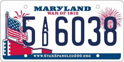 MD license plate 5AD6038