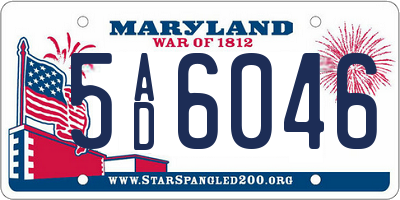 MD license plate 5AD6046