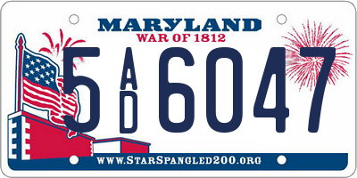 MD license plate 5AD6047