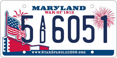 MD license plate 5AD6051