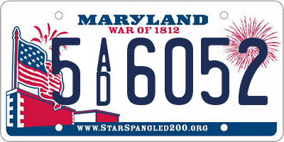 MD license plate 5AD6052