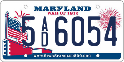 MD license plate 5AD6054