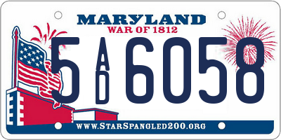 MD license plate 5AD6058