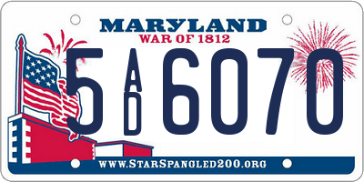 MD license plate 5AD6070