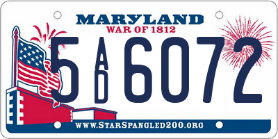 MD license plate 5AD6072