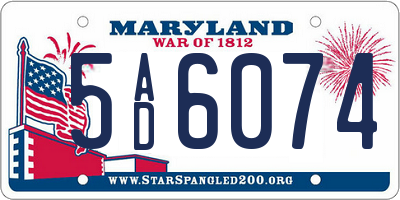 MD license plate 5AD6074