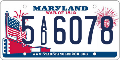 MD license plate 5AD6078