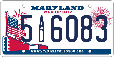 MD license plate 5AD6083