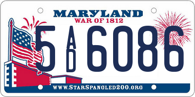 MD license plate 5AD6086