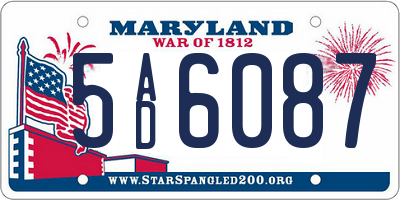 MD license plate 5AD6087
