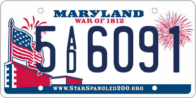 MD license plate 5AD6091