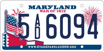MD license plate 5AD6094