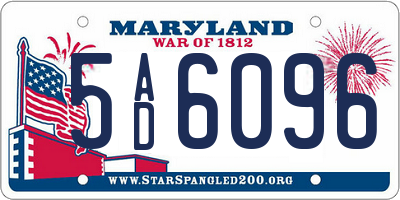 MD license plate 5AD6096