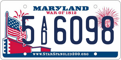 MD license plate 5AD6098