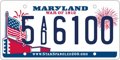 MD license plate 5AD6100