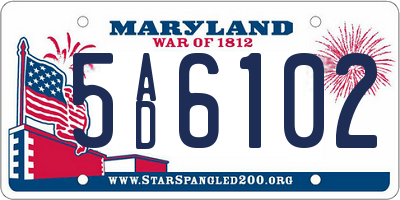 MD license plate 5AD6102