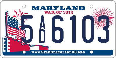 MD license plate 5AD6103