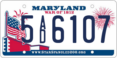 MD license plate 5AD6107