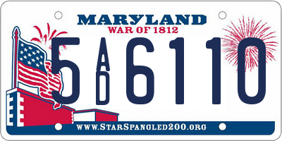 MD license plate 5AD6110