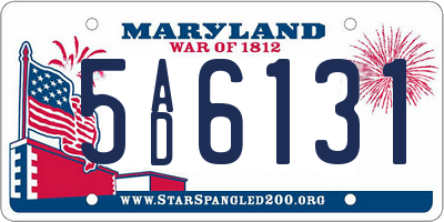 MD license plate 5AD6131