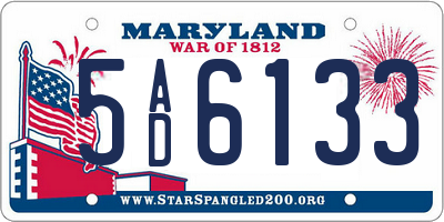 MD license plate 5AD6133